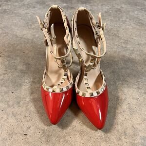 Antonio Melani Slingbacks Sz 8 Party Dress Cocktail Hot Heels Lady Shoes Red